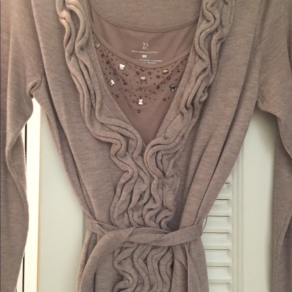Sweater and jeweled camisole set